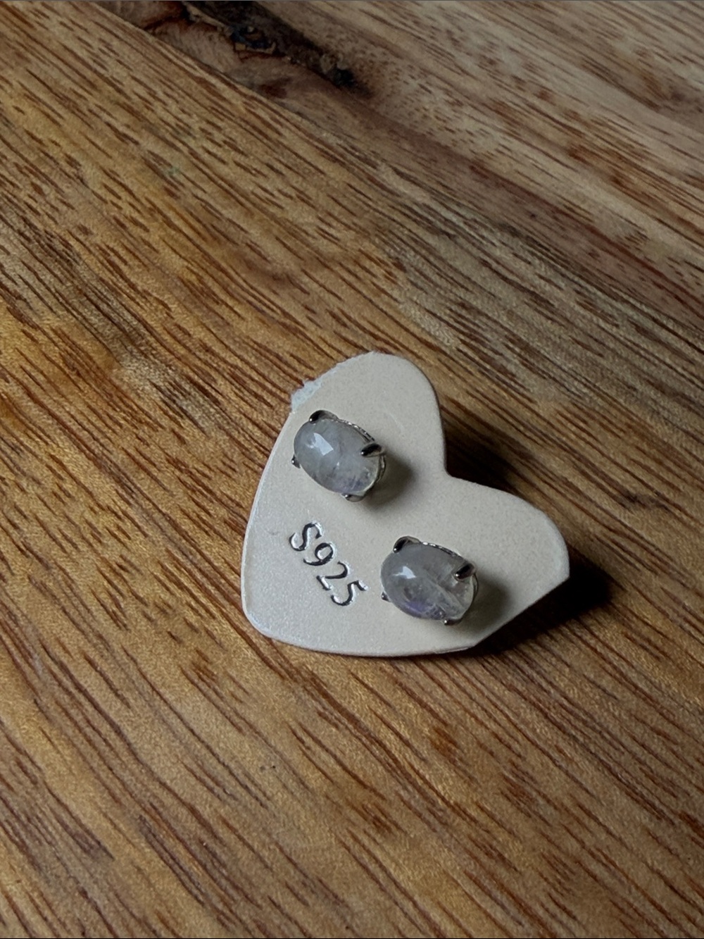 Sterling Silver Moonstone Oval Stud Earrings - White Moonstone